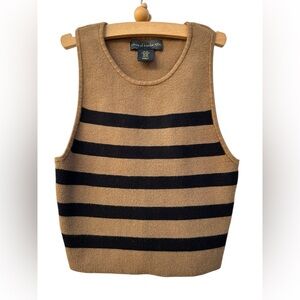 House of Harlow 1960 Camel and Black Striped Knit Tank